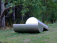 Stainless steel sculptures by the sculptor Lucien den Arend are installed in sculpture park, Open Air Museum POAM.